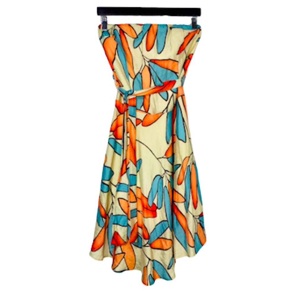 Glam Strapless Tropical MIDI Dress Size Medium